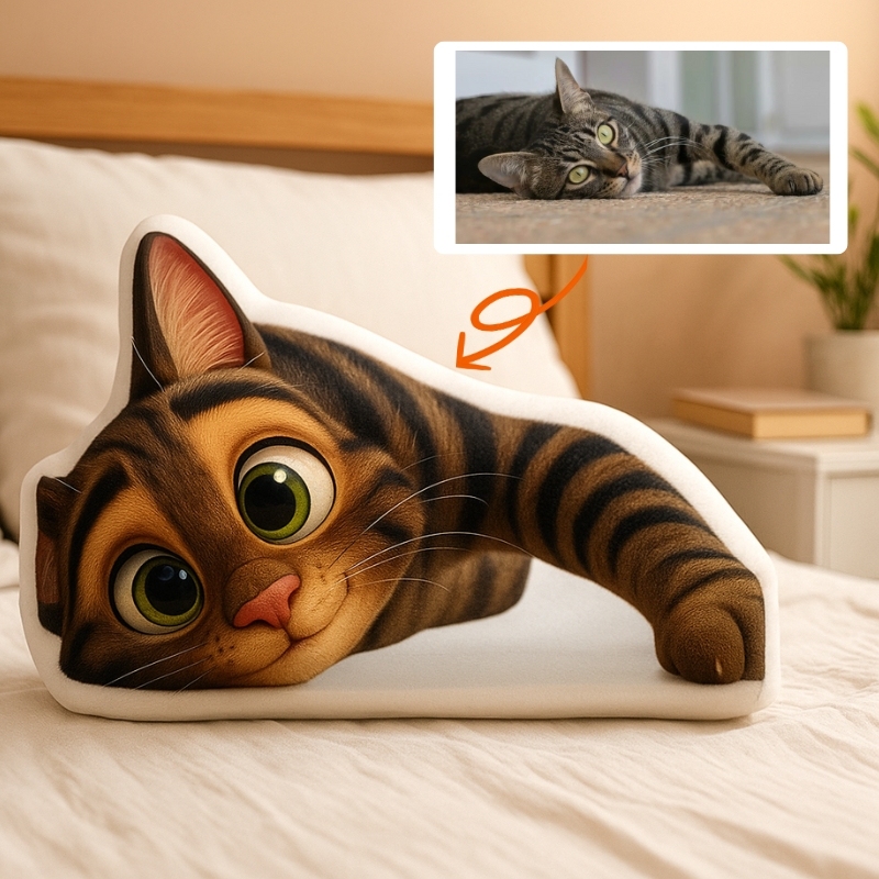 Almohadas con Foto de Mascota Estilo Pixar Cojín Conmemorativo en 3D para Perros y Gatos