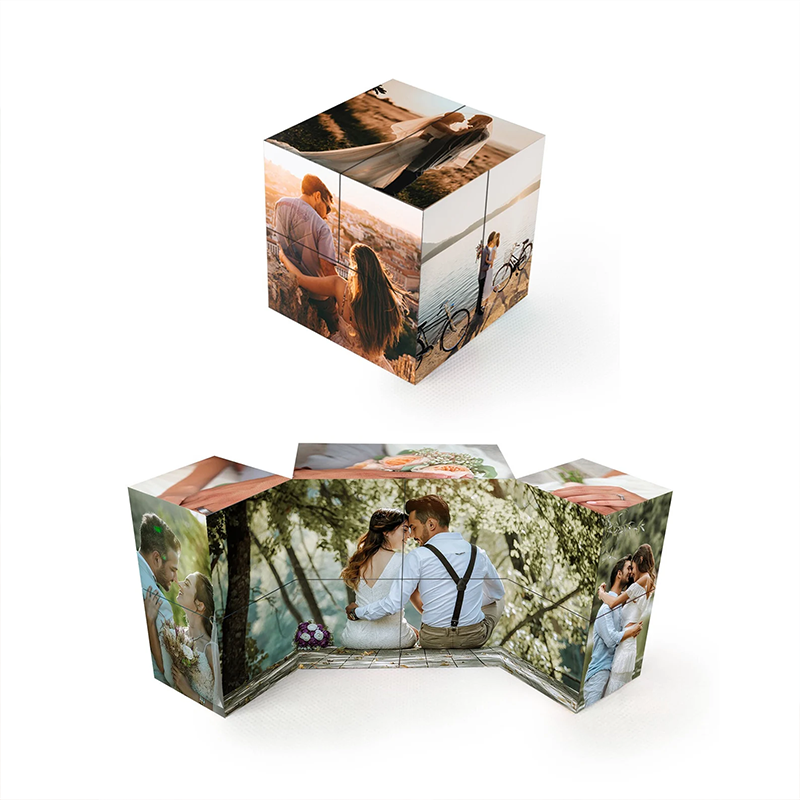 Cubo de Rubik Personalizado de Madera con 9 Fotos Cubo Infinito y Cubo de Fotos Regalo para Parejas