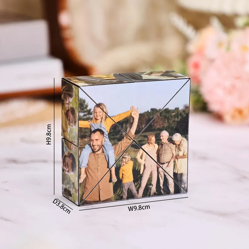 Cubo de Rubik Personalizado de Madera con 15 Fotos Cubo Prisma Plegable Regalo de San Valentín o Aniversario