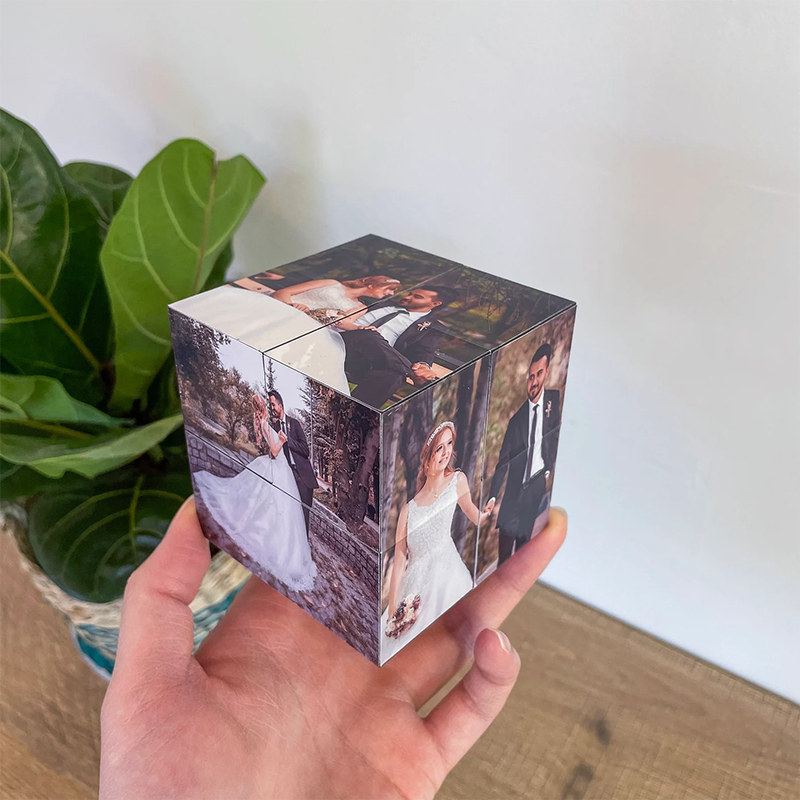 Cubo de Rubik Personalizado con 9 Fotos Cubo de Fotos Plegable e Infinito Regalo para el Día del Padre