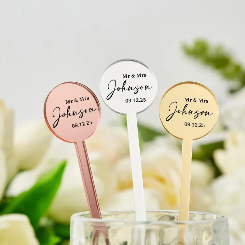 Agitadores de Bebidas Personalizados para Boda con Nombre y Fecha Palitos para Cócteles Regalos para la Fiesta de Bodas