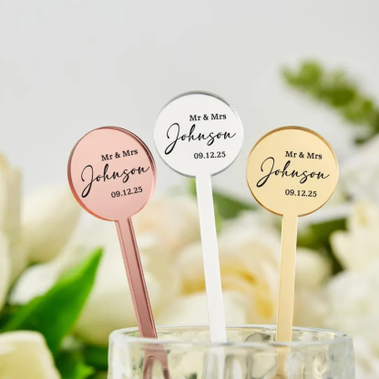 Agitadores de Bebidas Personalizados para Boda con Nombre y Fecha Palitos para Cócteles Regalos para la Fiesta de Bodas