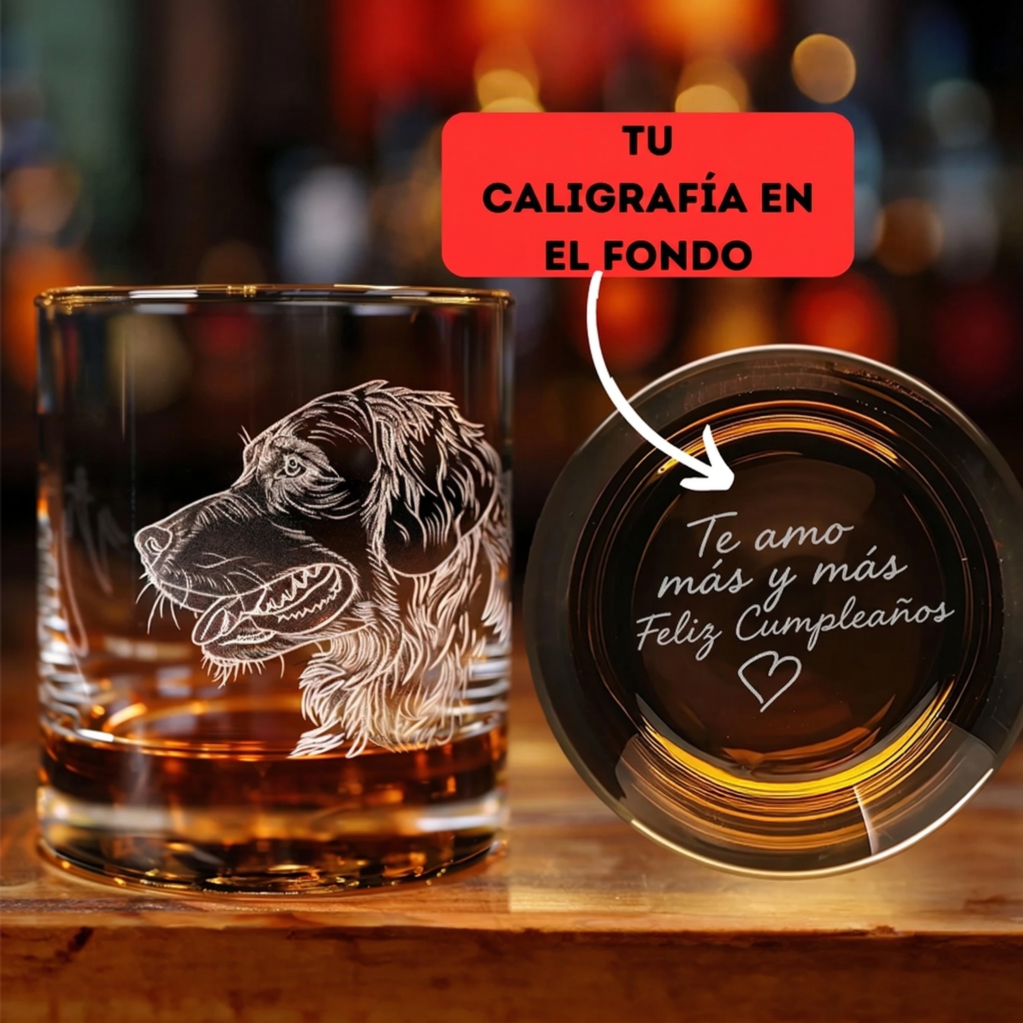 Vasos para Whisky Personalizados con Foto y Mensaje Manuscrito Vaso de Whisky Grabado Tipo Rock Regalo de Navidad