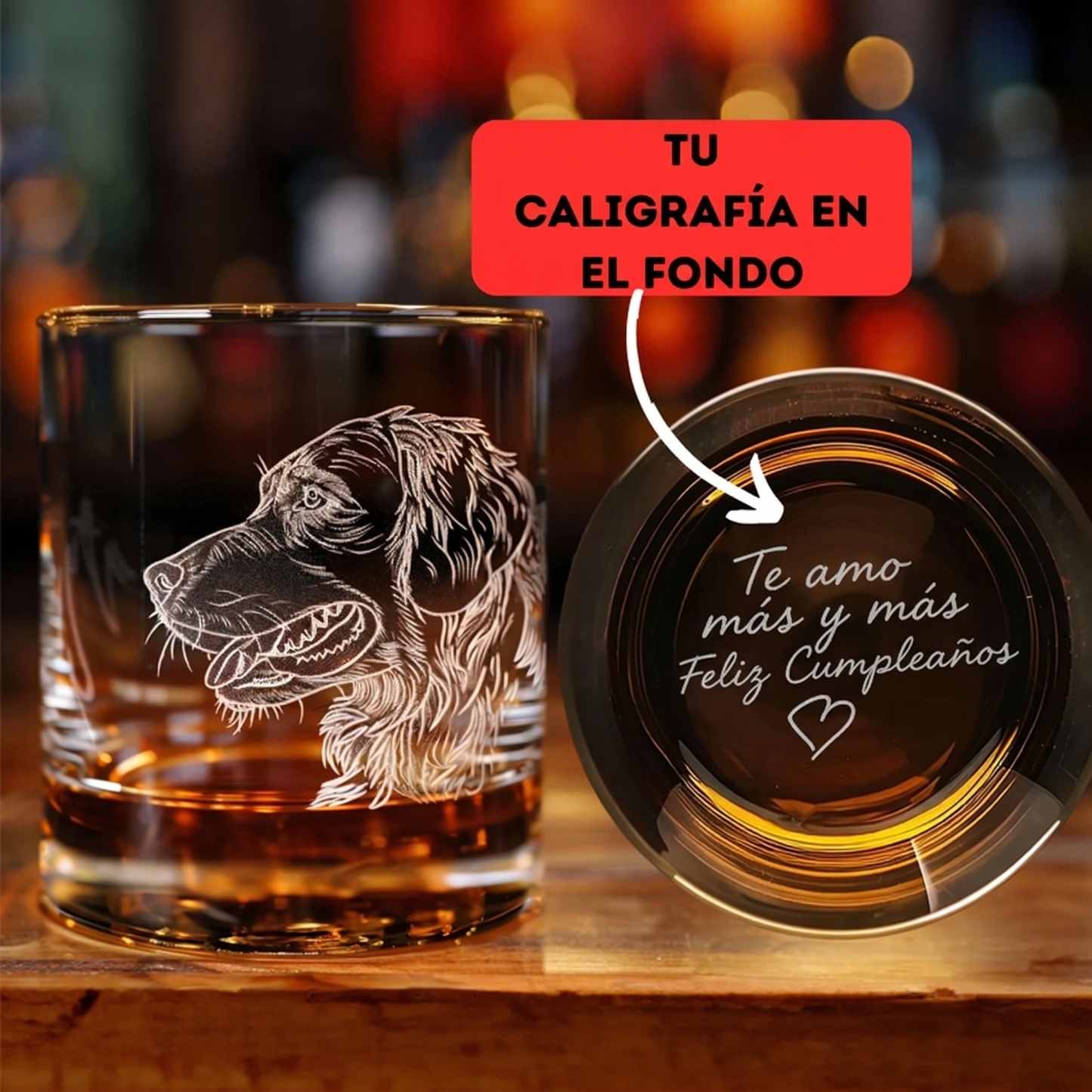 Vasos para Whisky Personalizados con Foto y Mensaje Manuscrito Vaso de Whisky Grabado Tipo Rock Regalo de Navidad