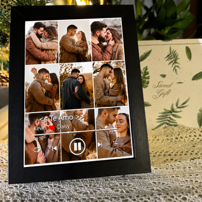 Cuadro de Música con Collage Fotos Personalizadas Marco Musical para Fotos con Reproductor de Canción Completa