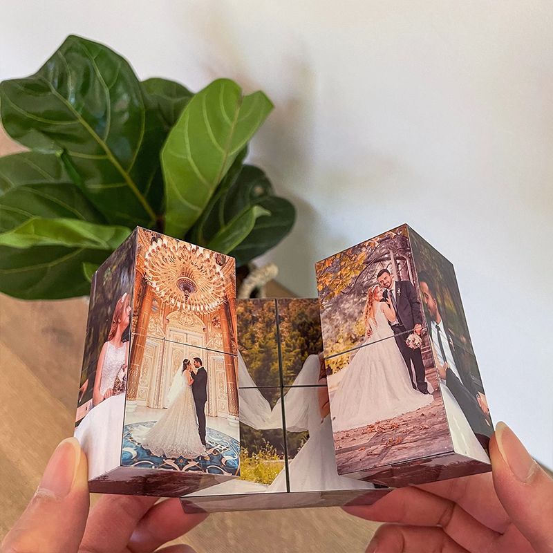 Cubo de Rubik Personalizado con 9 Fotos Cubo de Fotos Plegable e Infinito Regalo para el Día del Padre