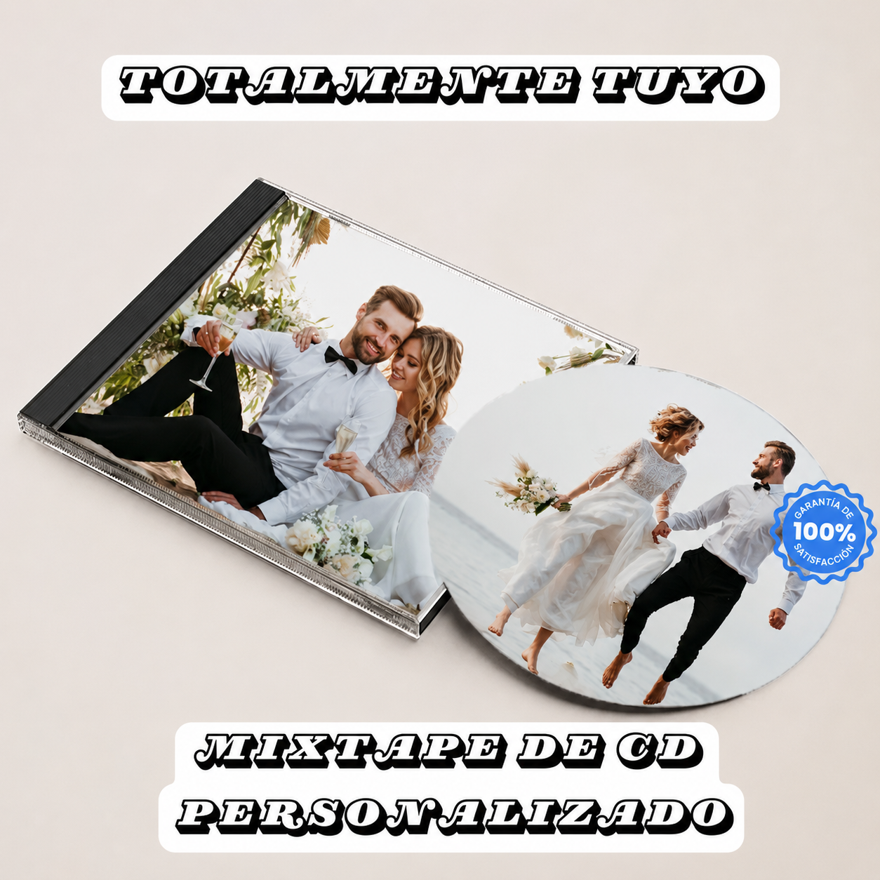 CD Personalizado con Foto y 12 Canciones CD de Música Personalizado con Carátula Caja y Pegatina Central
