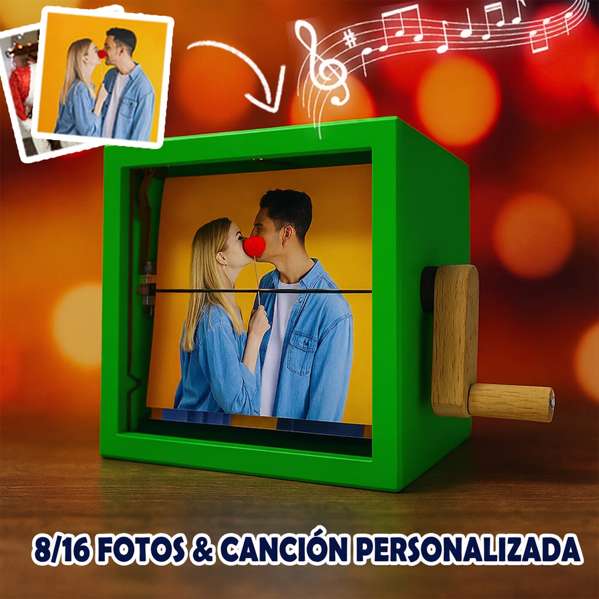 Marco Musical Flipbook Personalizado de Acrílico en Color Cuadros de Fotografías para Regalos San Valentin