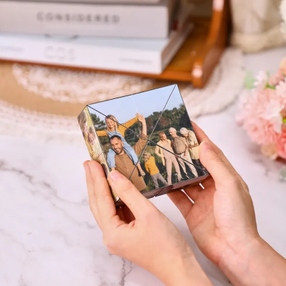 Cubo de Rubik Personalizado de Madera con 15 Fotos Cubo Prisma Plegable Regalo de San Valentín o Aniversario