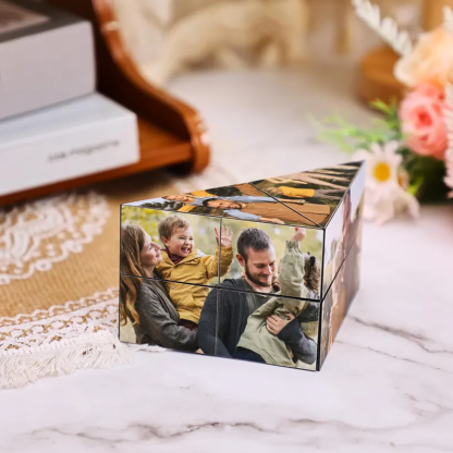 Cubo de Rubik Personalizado de Madera con 15 Fotos Cubo Prisma Plegable Regalo de San Valentín o Aniversario