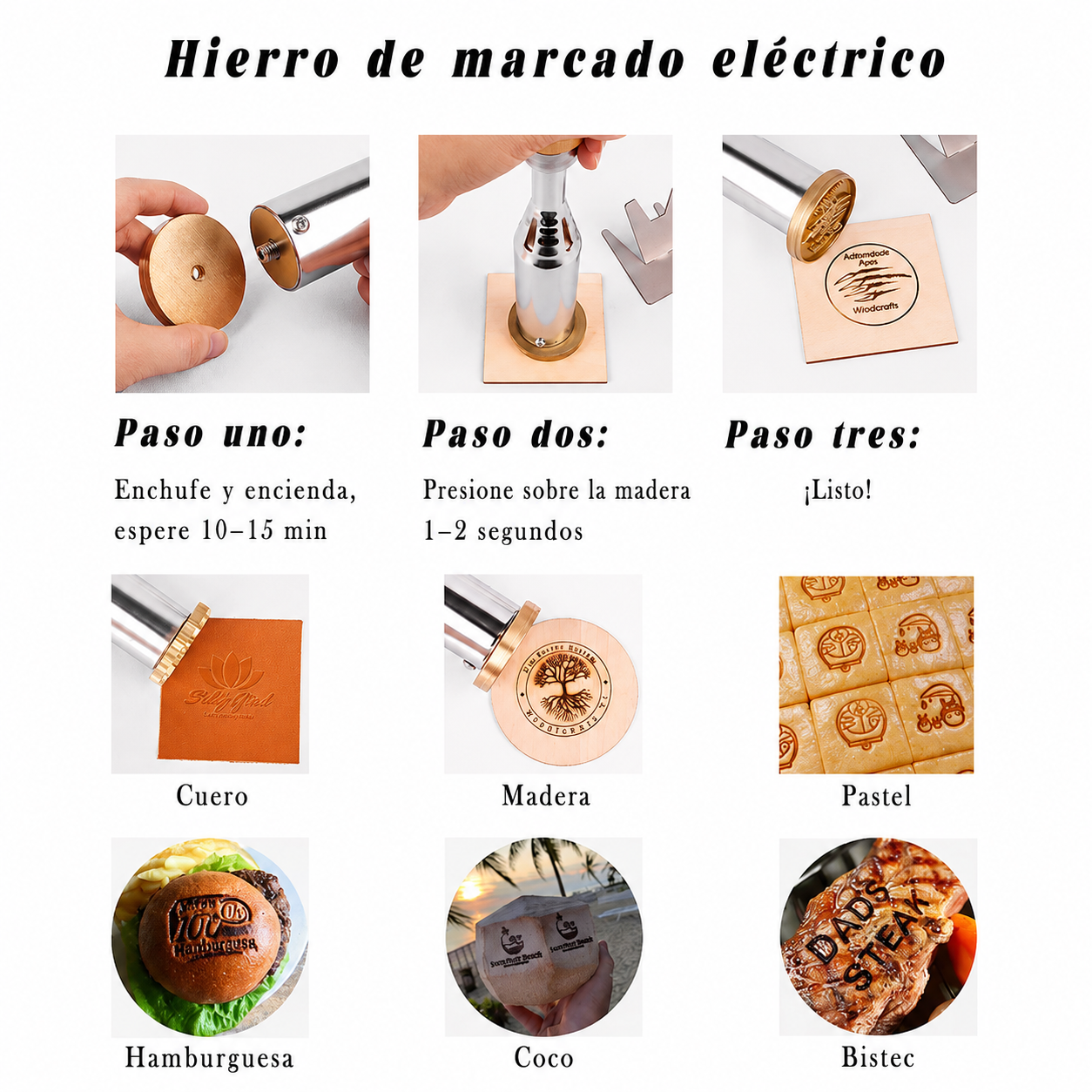 Hierro de Marcar Personalizado para Madera y Cuero Sello de Firma o Logo Regalo para Papá y Artesanos