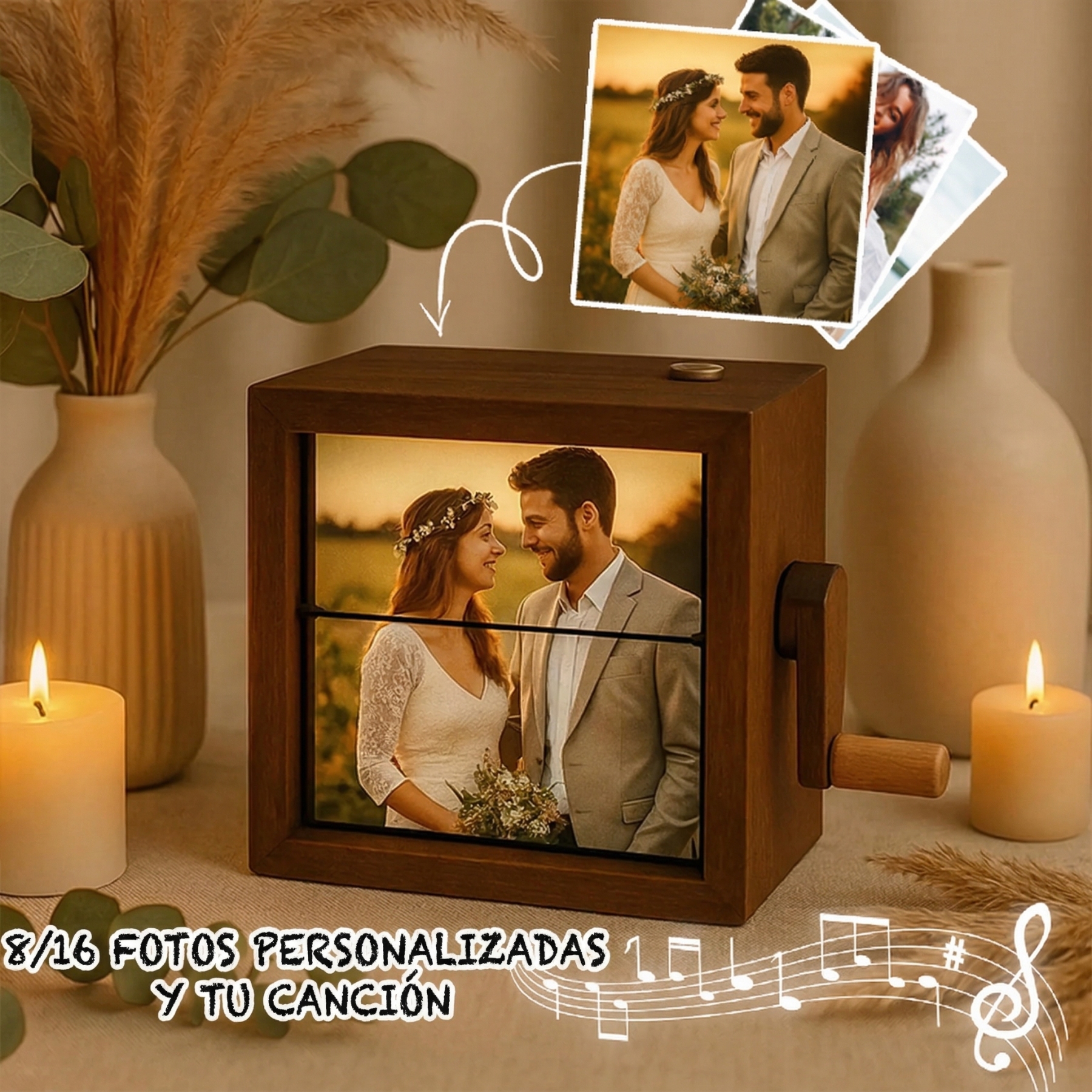 Marco Flipbook Personalizado con Canción Completa Animación Manual y Luz Nocturna Libro de Fotos Regalo Aniversario Pareja