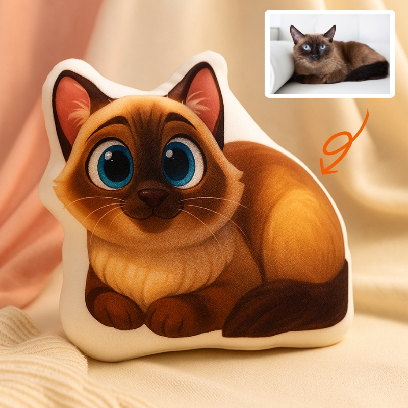 Cojín con Foto de Mascota Estilo Pixar en 3D Retrato Cartoon Personalizado Regalo de Navidad