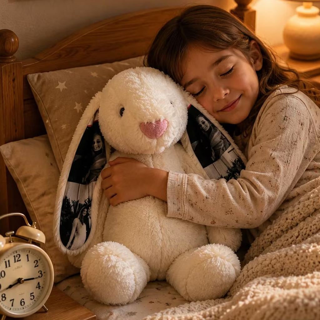 Conejito de Peluche Personalizado con Ecografía y 4 Fotos Regalo de Embarazo y Anuncio de Bebé para Futura Mamá