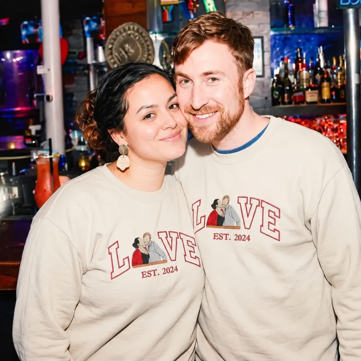 Sudadera Bordada Personalizada para Parejas con Foto Retrato Bordado Regalo de San Valentín