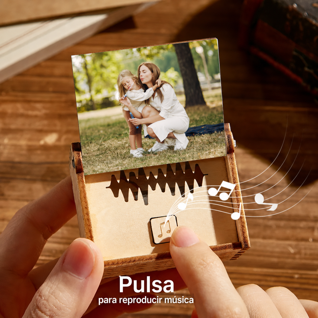 Caja Musical Personalizada de Madera con Foto y Canción Completa Regalo para Mamá
