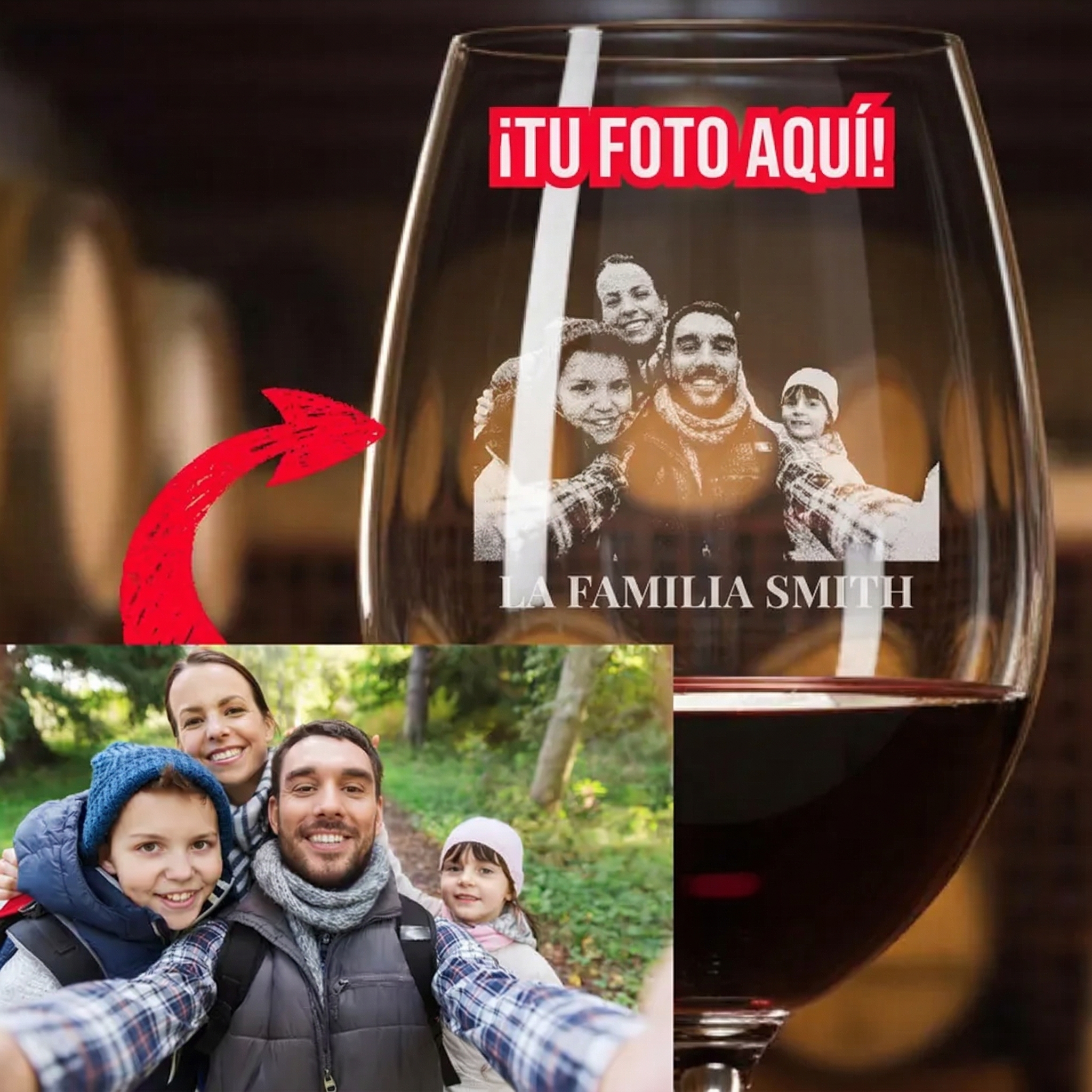 Copa de Vino Personalizada con Foto Copa de Vino Grabada Personalizada para Recuerdo o Regalo Conmemorativo