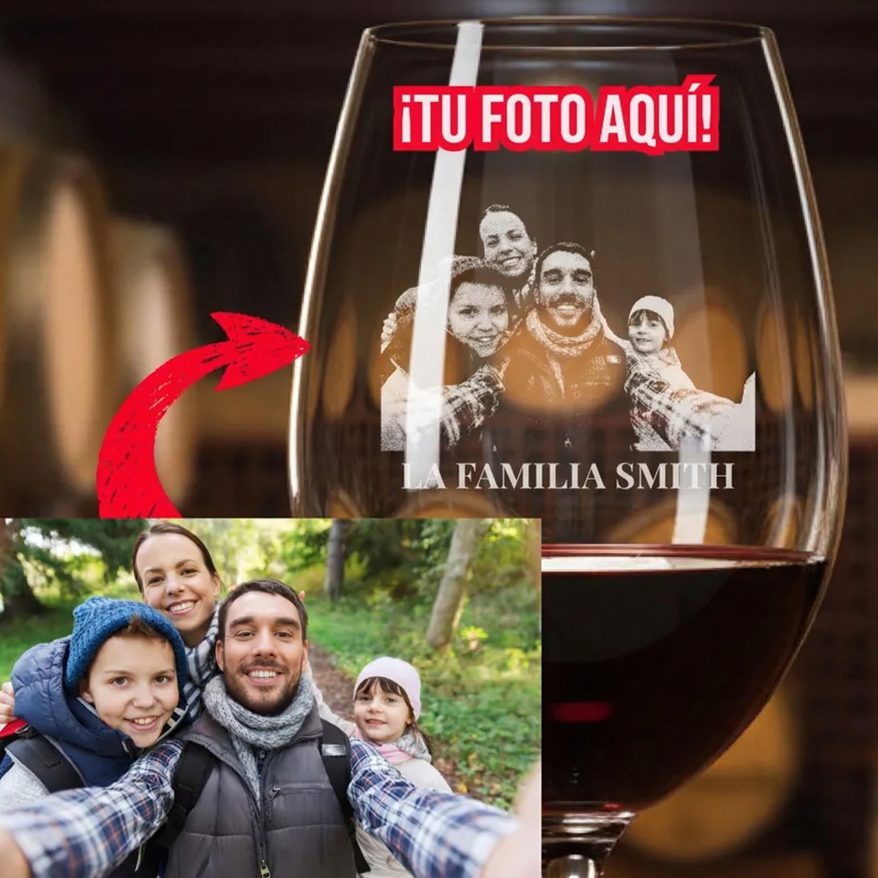Copa de Vino Personalizada con Foto Copa de Vino Grabada Personalizada para Recuerdo o Regalo Conmemorativo
