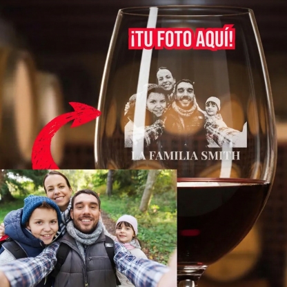 Copa de Vino Personalizada con Foto Copa de Vino Grabada Personalizada para Recuerdo o Regalo Conmemorativo