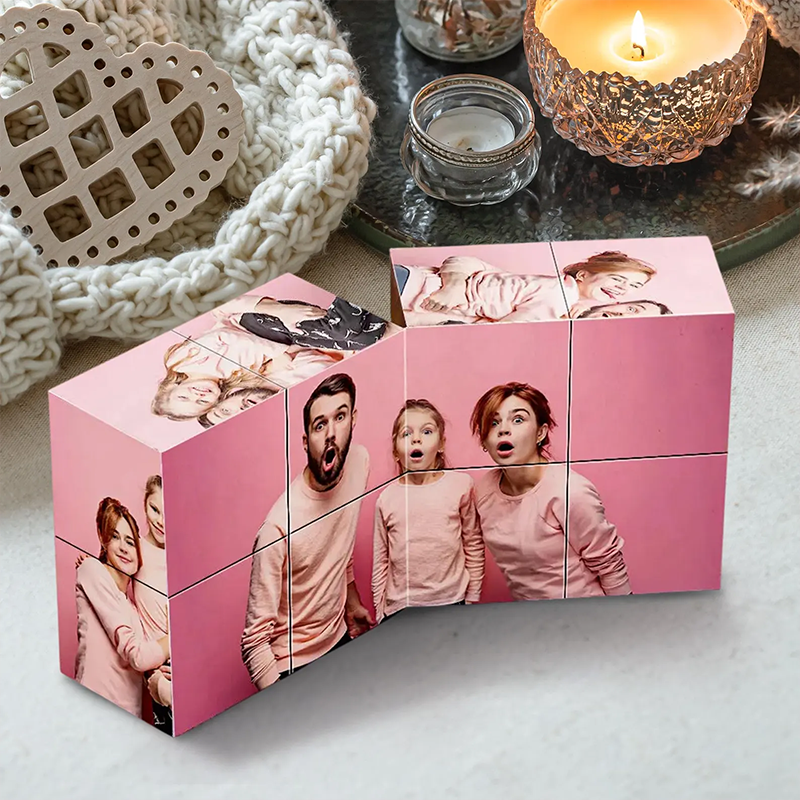 Cubo de Rubik Personalizado con 9 Fotos Cubo de Fotos Plegable e Infinito Regalo para el Día del Padre