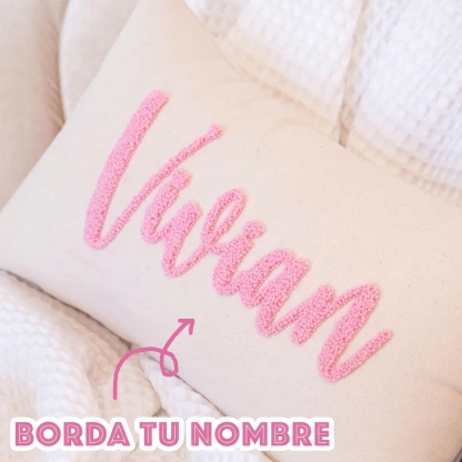 Cojín de Letras Handtufted Terminado Almohada con Nombre Bordado a Mano para Bebé Regalo para Dormitorio