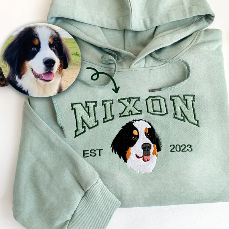 Sudadera con Foto Bordada de Mascota | Perro, Gato y Nombre