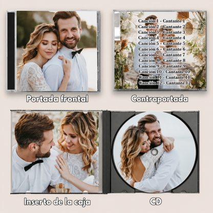 CD Personalizado con Foto y 12 Canciones CD de Música Personalizado con Carátula Caja y Pegatina Central