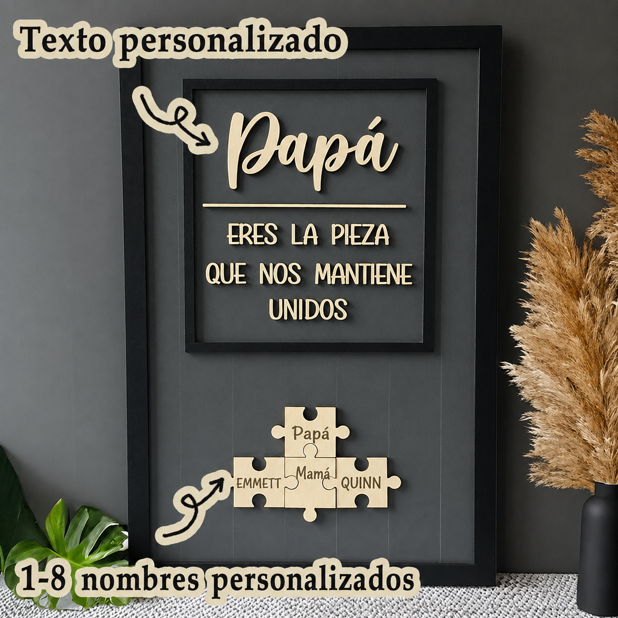 Cuadro Puzzle de Madera Personalizado para el Día del Padre Eres la Pieza que Nos Mantiene Unidos Regalo para Papá o Abuelo