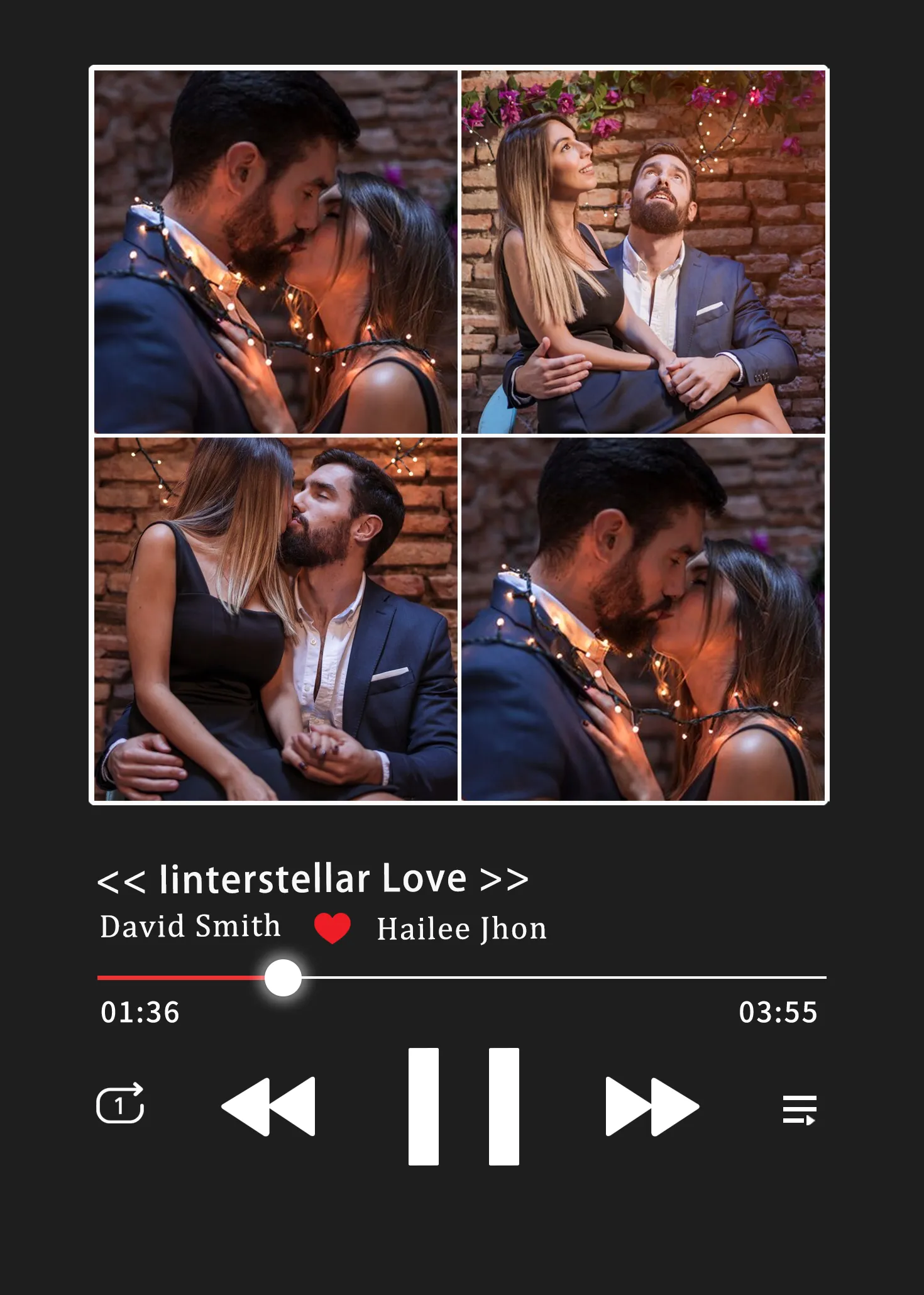 Cuadro de Música con Collage Fotos Personalizadas Marco Musical para Fotos con Reproductor de Canción Completa