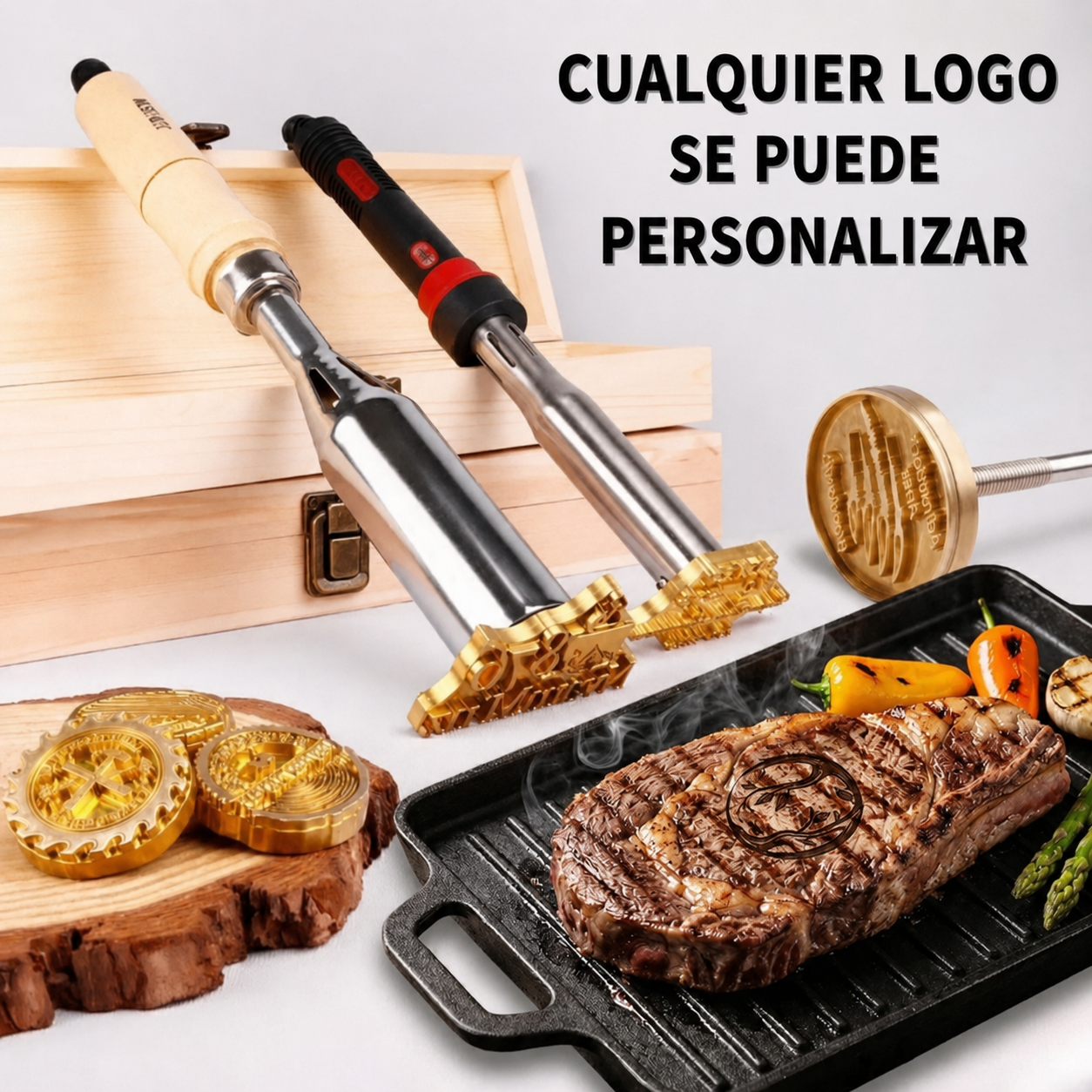 Hierro de Marcar para Carne y Barbacoa Sello Personalizado para Parrilla, Filetes, Hamburguesas y BBQ