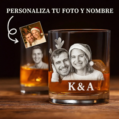 Vaso Whisky Personalizado con Foto y Nombre Vaso de Whisky Grabado para Regalo de Navidad