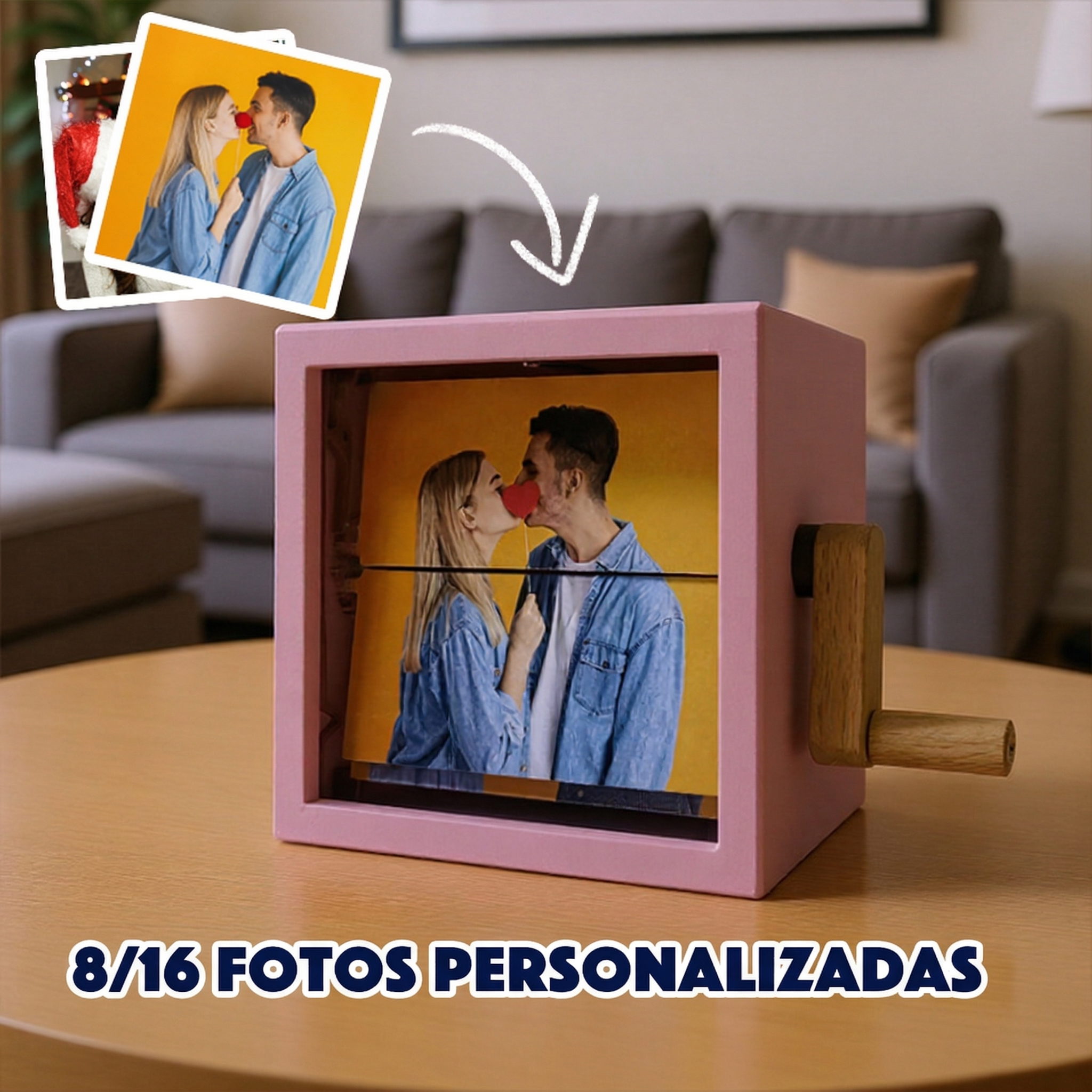 Marco Musical Flipbook Personalizado de Acrílico en Color Cuadros de Fotografías para Regalos San Valentin