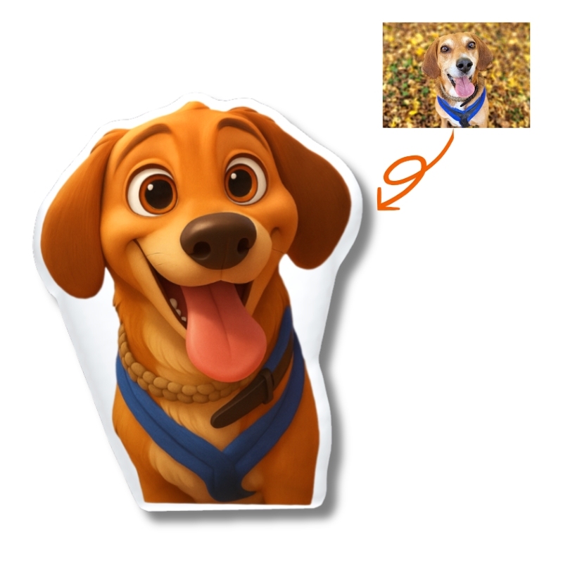 Cojín con Foto de Mascota Estilo Pixar en 3D Retrato Cartoon Personalizado Regalo de Navidad