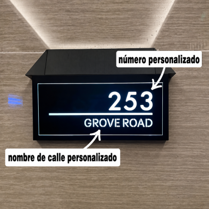 Placa de Dirección Solar Personalizada Cortada con Láser con Número LED Números de Casa Iluminados Impermeables y Luz Automática