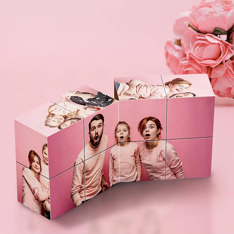 Cubo de Rubik Personalizado con 9 Fotos Cubo de Fotos Plegable e Infinito Regalo para el Día del Padre