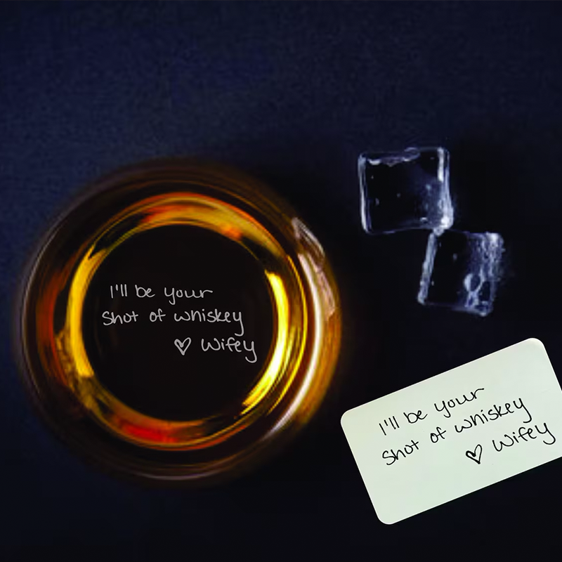 Vaso Whisky Personalizado con Foto y Mensaje Manuscrito Oculto Vaso de Whisky Grabado Tipo Rock para Él