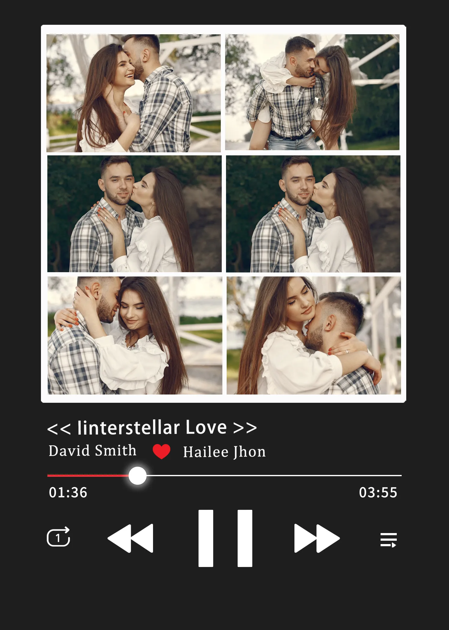 Cuadro de Música con Collage Fotos Personalizadas Marco Musical para Fotos con Reproductor de Canción Completa