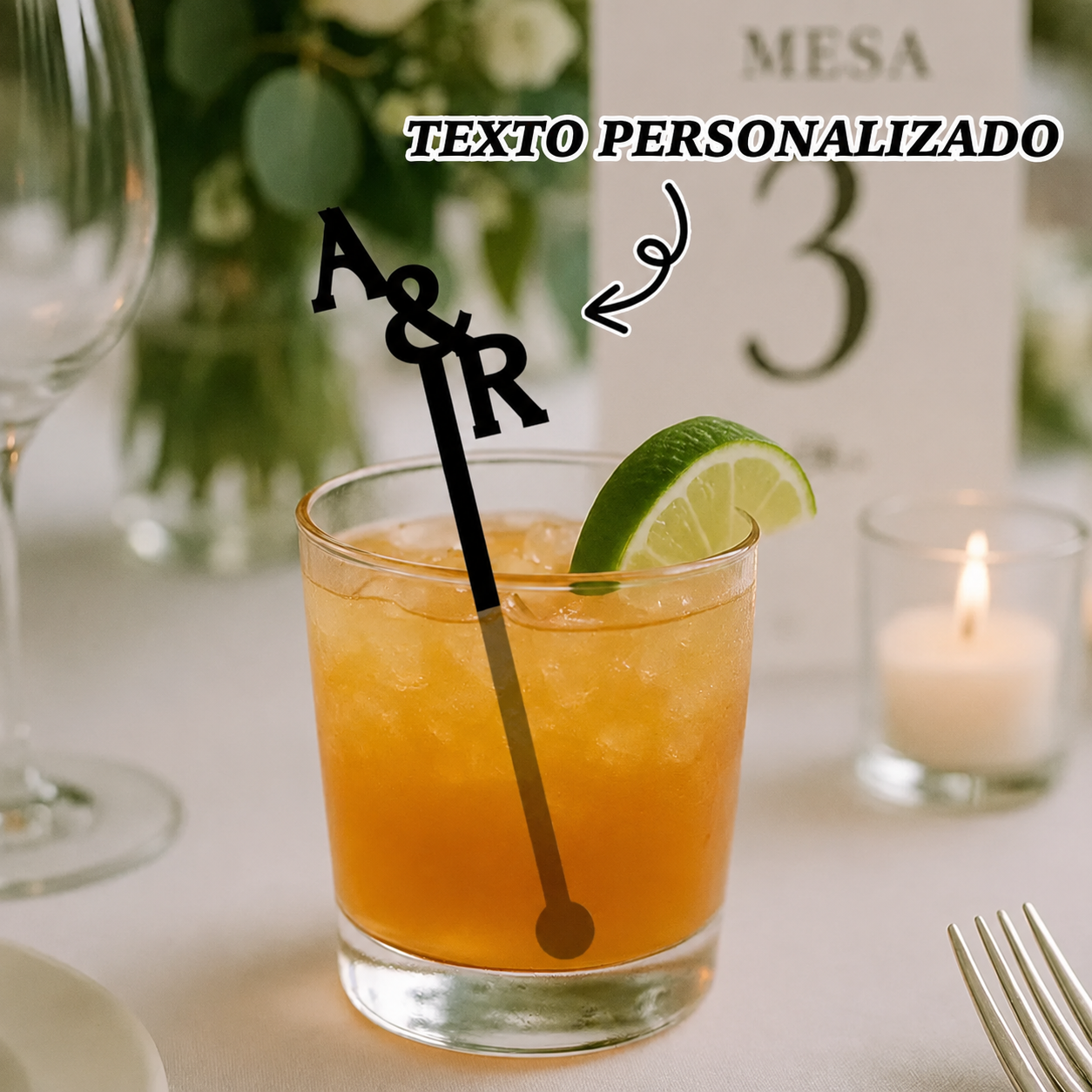 Removedores Personalizados para Boda con Nombre, Iniciales o Monograma Detalles para Cócteles