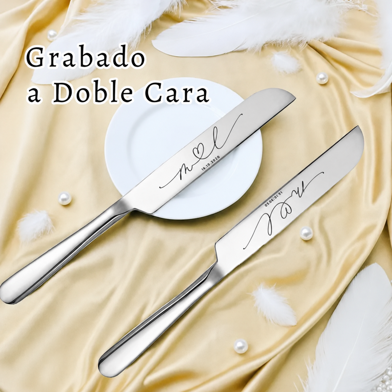 Juego de Servir y Cortar Pastel de Bodas Grabado Regalo de Cuchillos y Tenedores para Despedida de Soltera