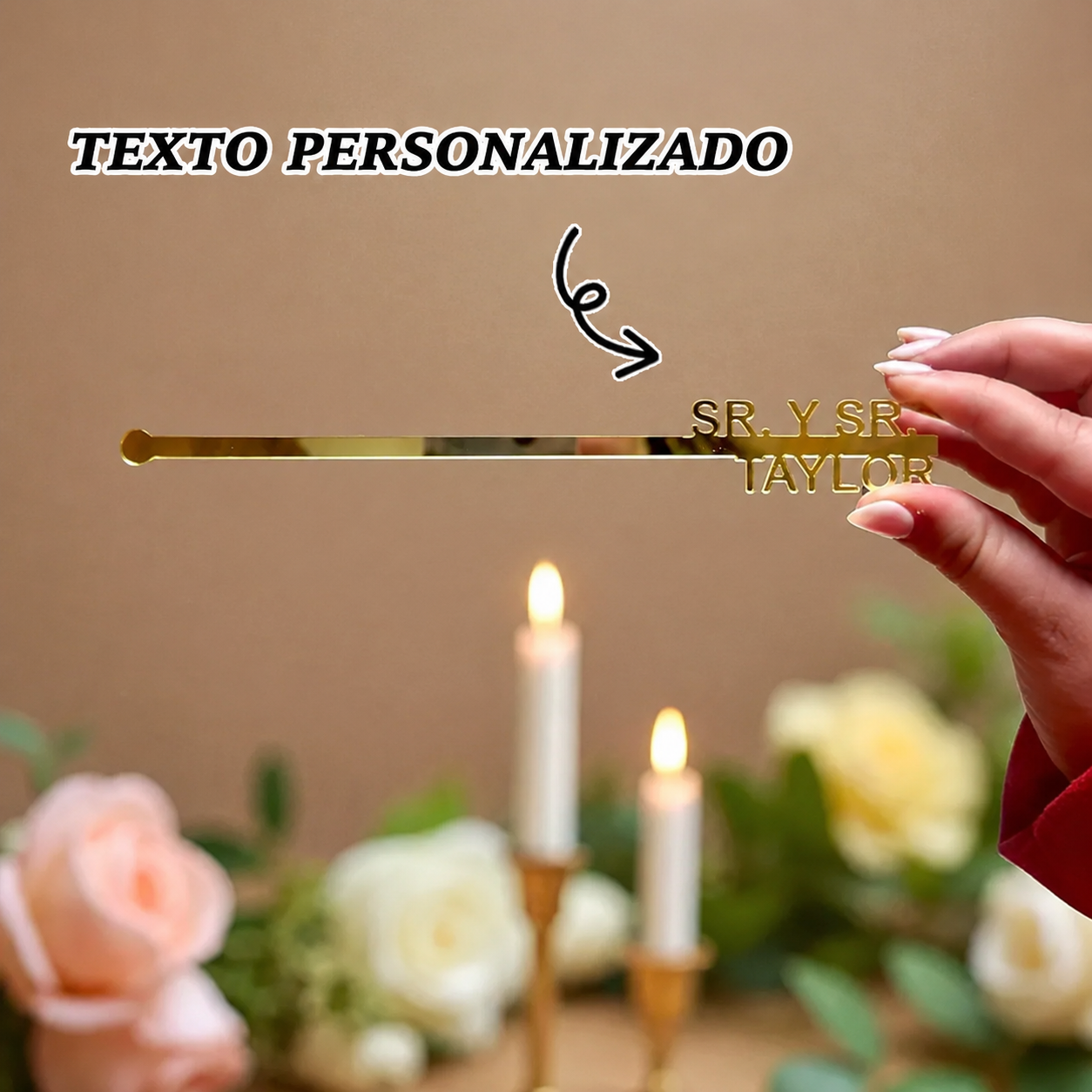 Removedores Personalizados para Boda con Nombre, Iniciales o Monograma Detalles para Cócteles