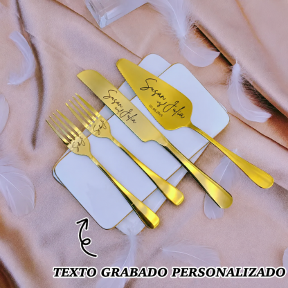 Juego de Servir y Cortar Pastel de Bodas Grabado Regalo de Cuchillos y Tenedores para Despedida de Soltera