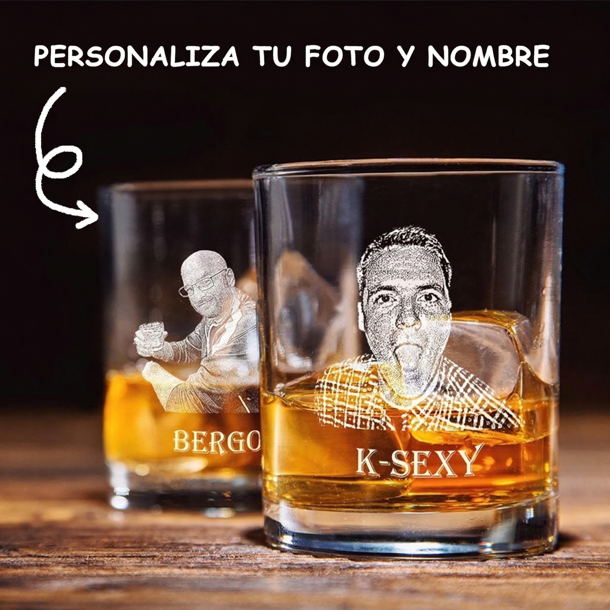Vaso de Whisky Grabado con Foto Vaso Whisky Personalizado para Regalo de Él y Amantes del Bourbon