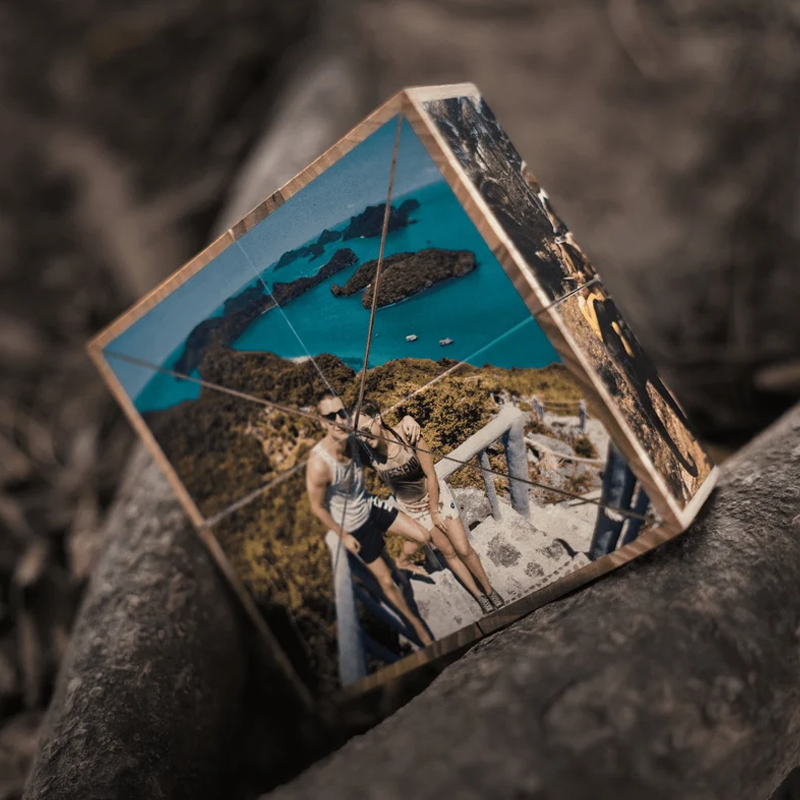 Cubo de Rubik Personalizado de Madera con 15 Fotos Cubo Prisma Plegable Regalo de San Valentín o Aniversario