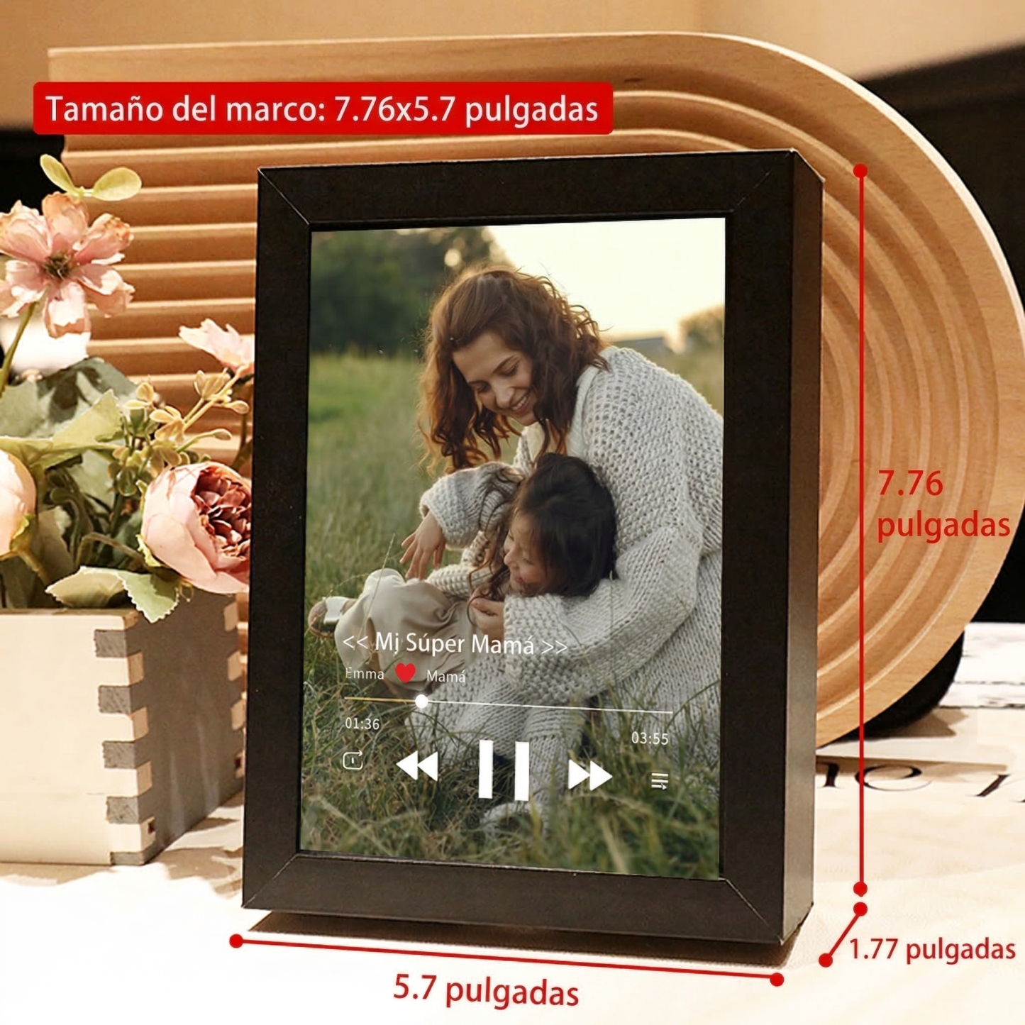 Marco Musical para Fotos con Canción Completa Cuadro de Música Personalizado Regalo del Día de la Madre