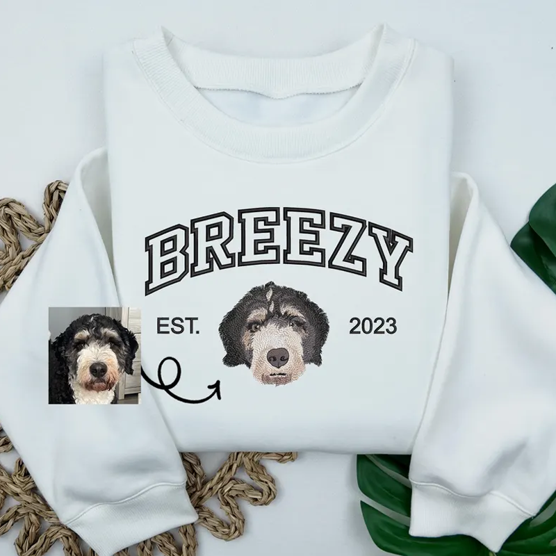 Sudadera con Foto Bordada de Mascota | Perro, Gato y Nombre