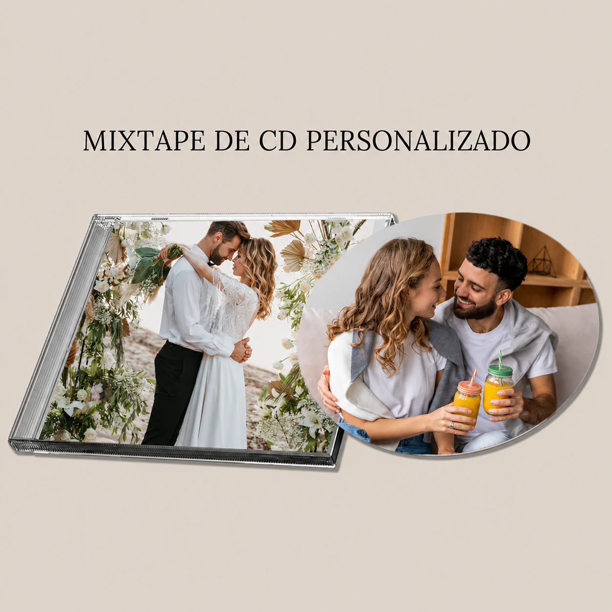 CD Personalizado con Foto y 12 Canciones CD de Música Personalizado con Carátula Caja y Pegatina Central
