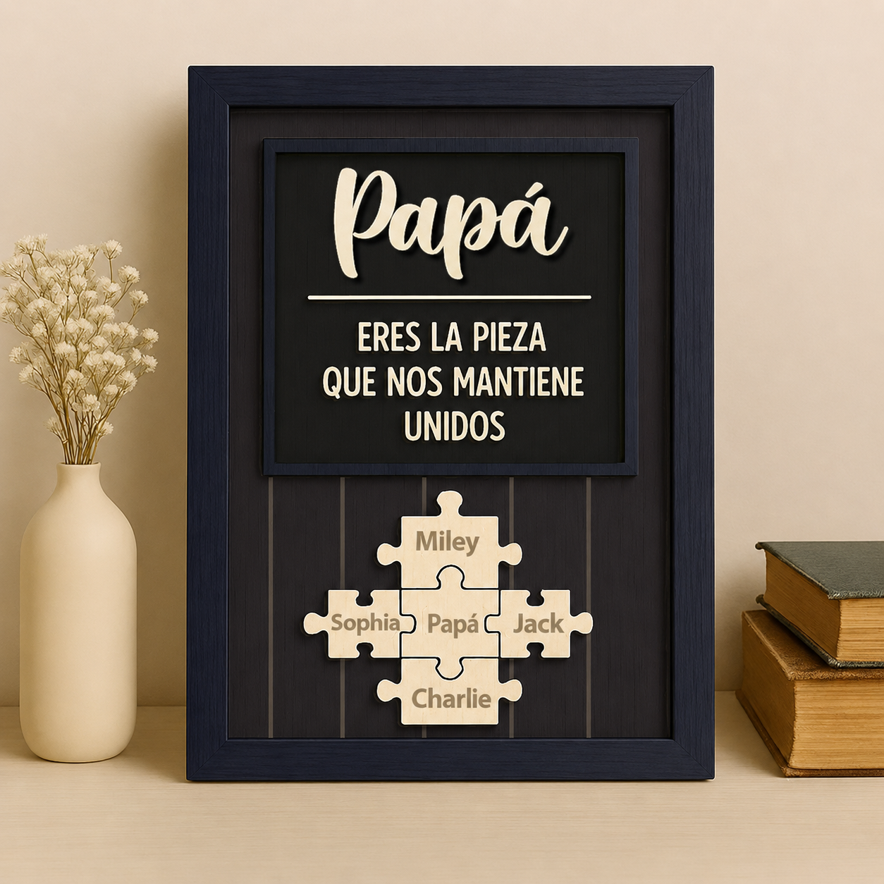 Cuadro Puzzle de Madera Personalizado para el Día del Padre Eres la Pieza que Nos Mantiene Unidos Regalo para Papá o Abuelo