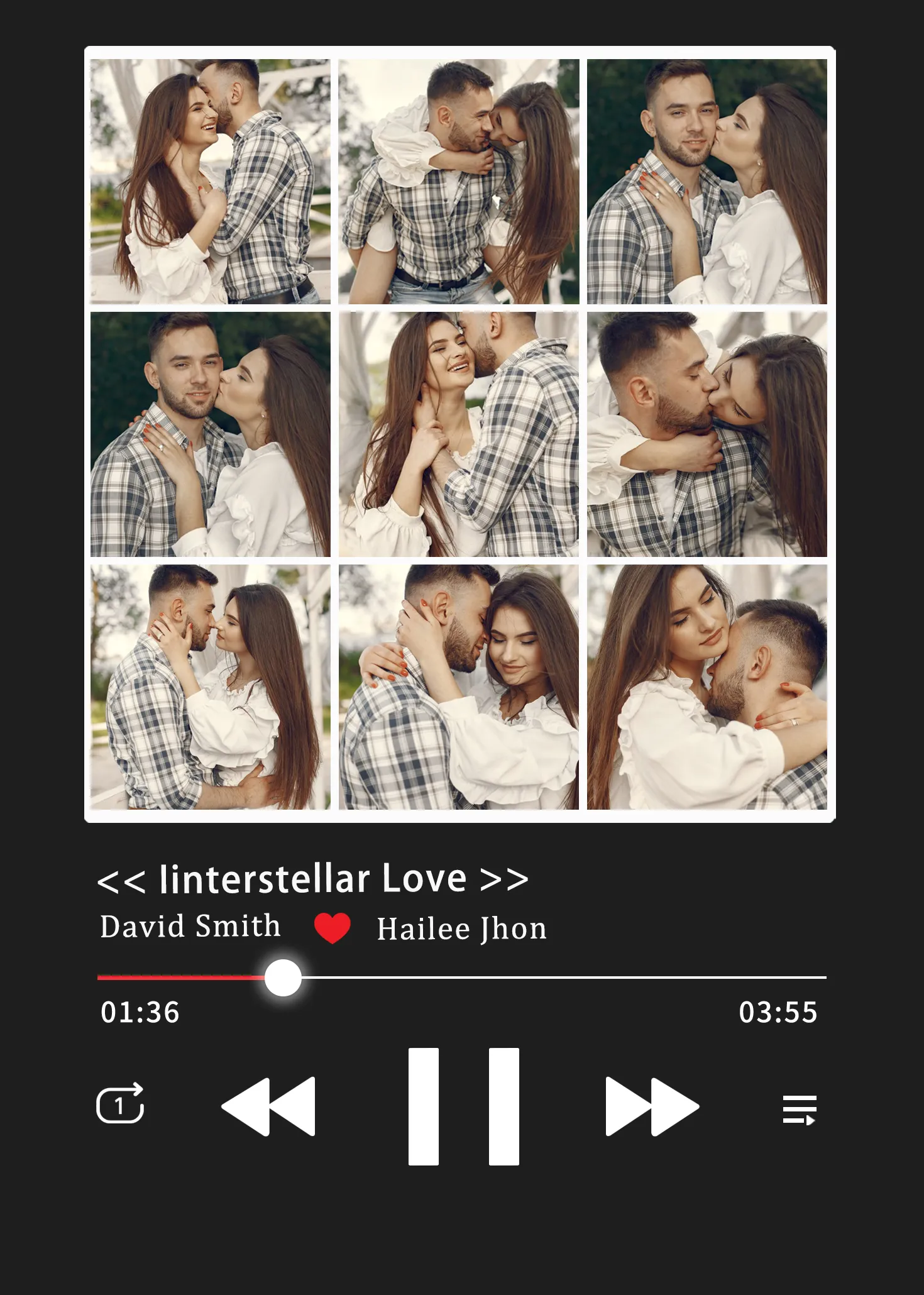 Cuadro de Música con Collage Fotos Personalizadas Marco Musical para Fotos con Reproductor de Canción Completa