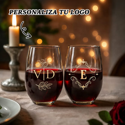 Copas de Vino sin Tallo Personalizadas con Nombres y Fecha Grabados Copas de Cóctel Regalos y Detalles de Boda
