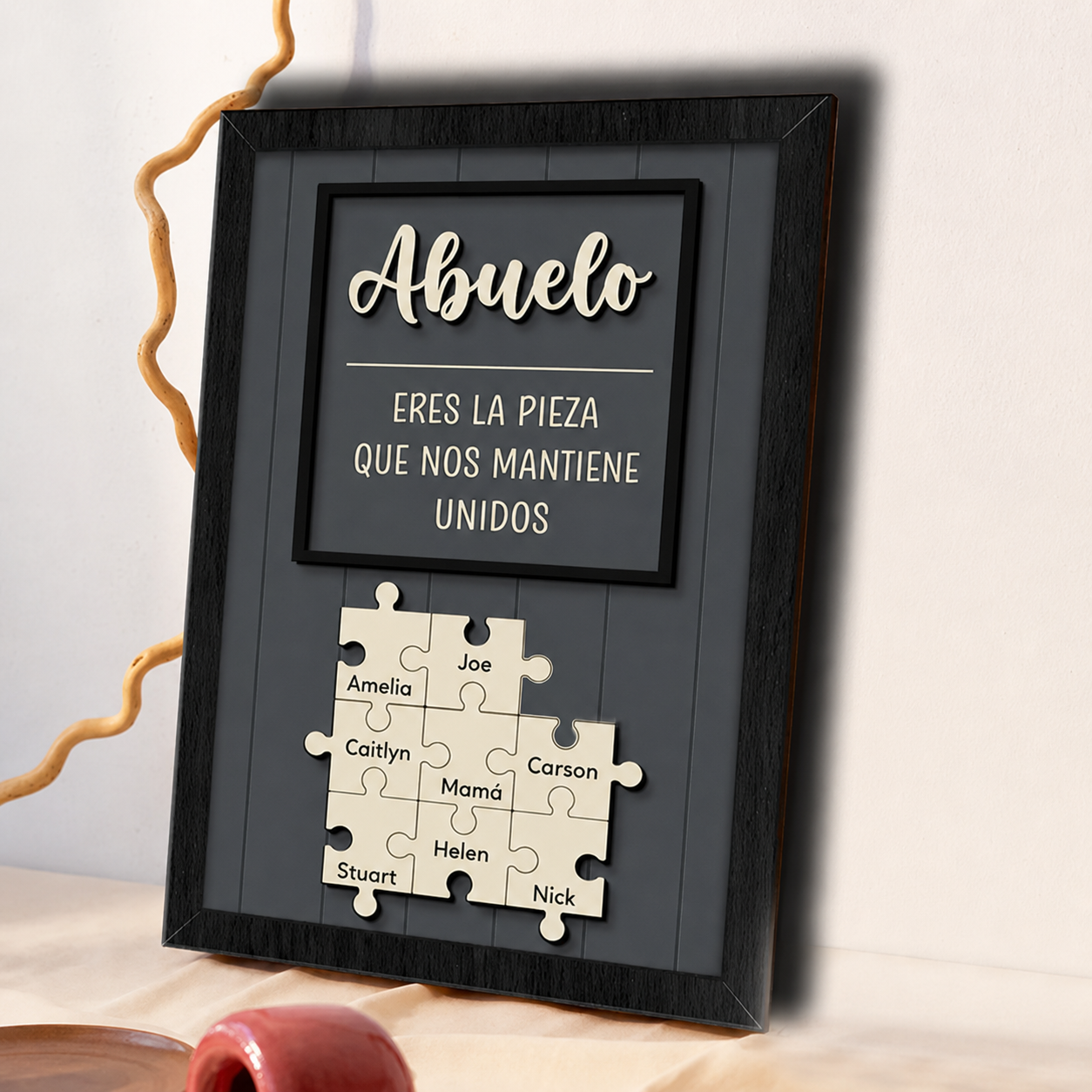 Cuadro Puzzle de Madera Personalizado para el Día del Padre Eres la Pieza que Nos Mantiene Unidos Regalo para Papá o Abuelo